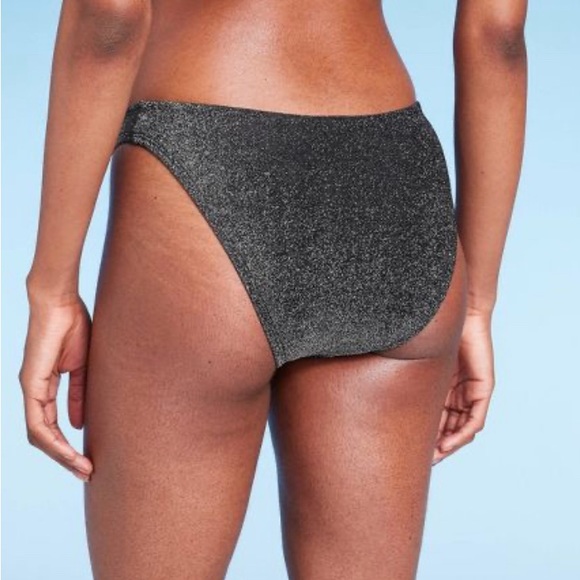 NWT WILD FABLE WOMENS BIKINI BOTTOM CHEEKY BLACK LUREX - Picture 4 of 7